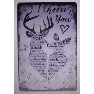 Metal Deer Wall Sign I Choose You Gift For Hudband Or Wife Wall Decor Love NIP